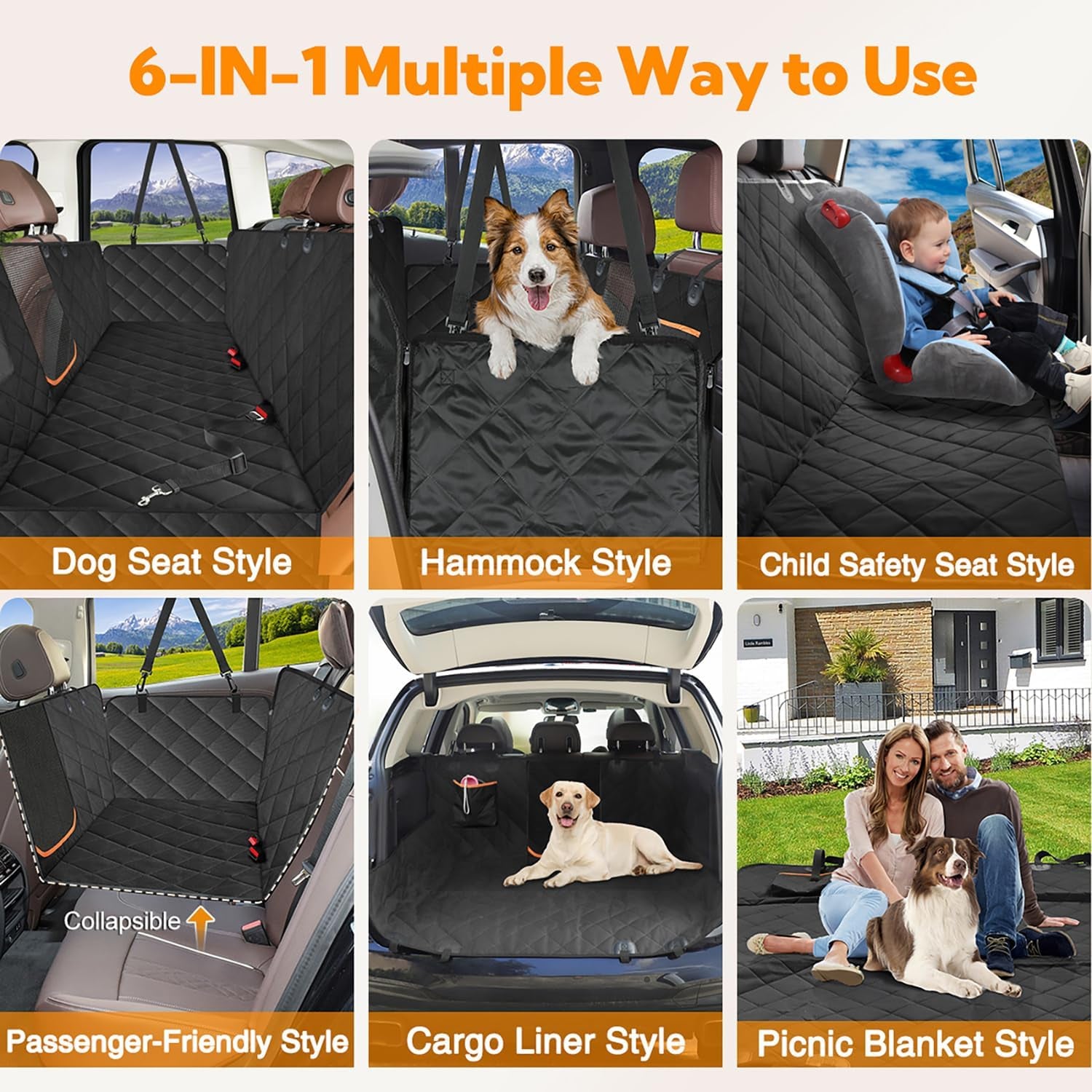 Premium Waterproof Dog Car Seat Cover with Mesh Window – Durable Anti-Scratch Non-Slip Hammock for Back Seats in Vehicles