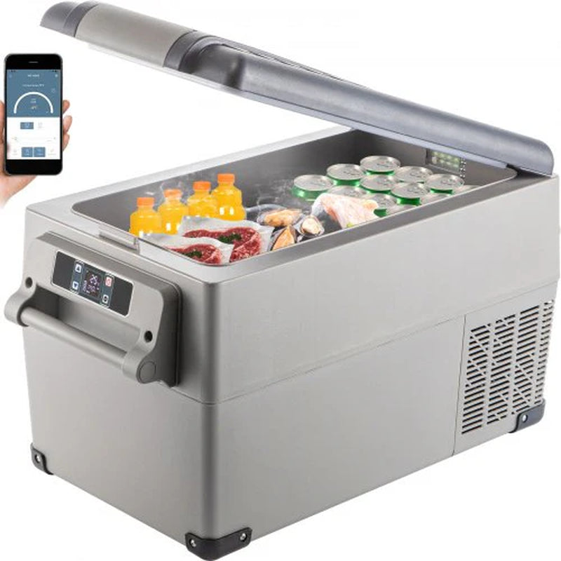 VEVOR Portable Refrigerator 37 Quart(35 Liter),12 Volt Refrigerator App Control(-4¨H~68¨H), Car Refrigerator Dual Zone with 12/24V DC & 110-240V AC for Camping, Travel, Fishing, Outdoor or Home Use